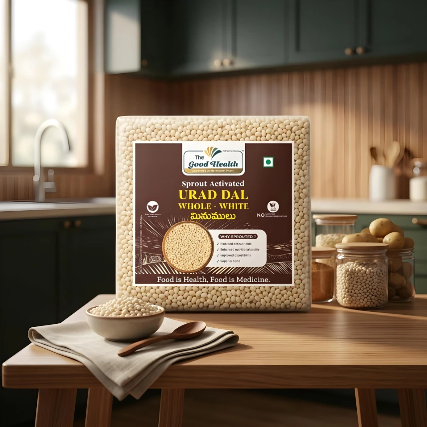Sprouted White Urad Dal Whole 500g (Deskinned)