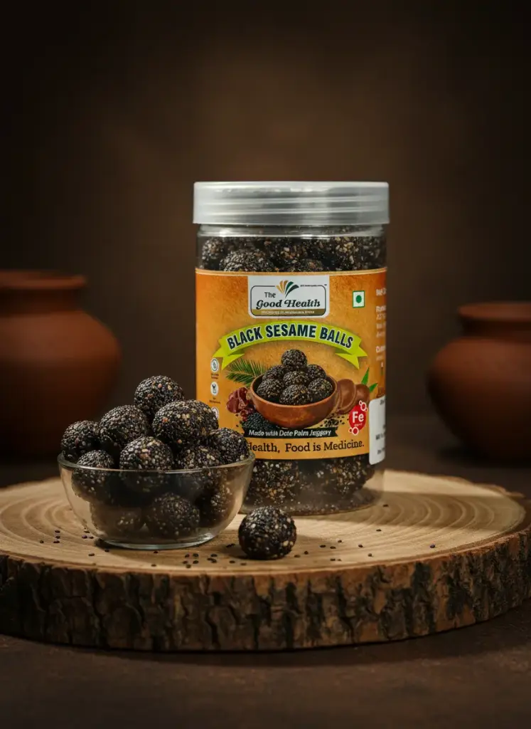 Black Sesame Balls (with date palm jaggery)