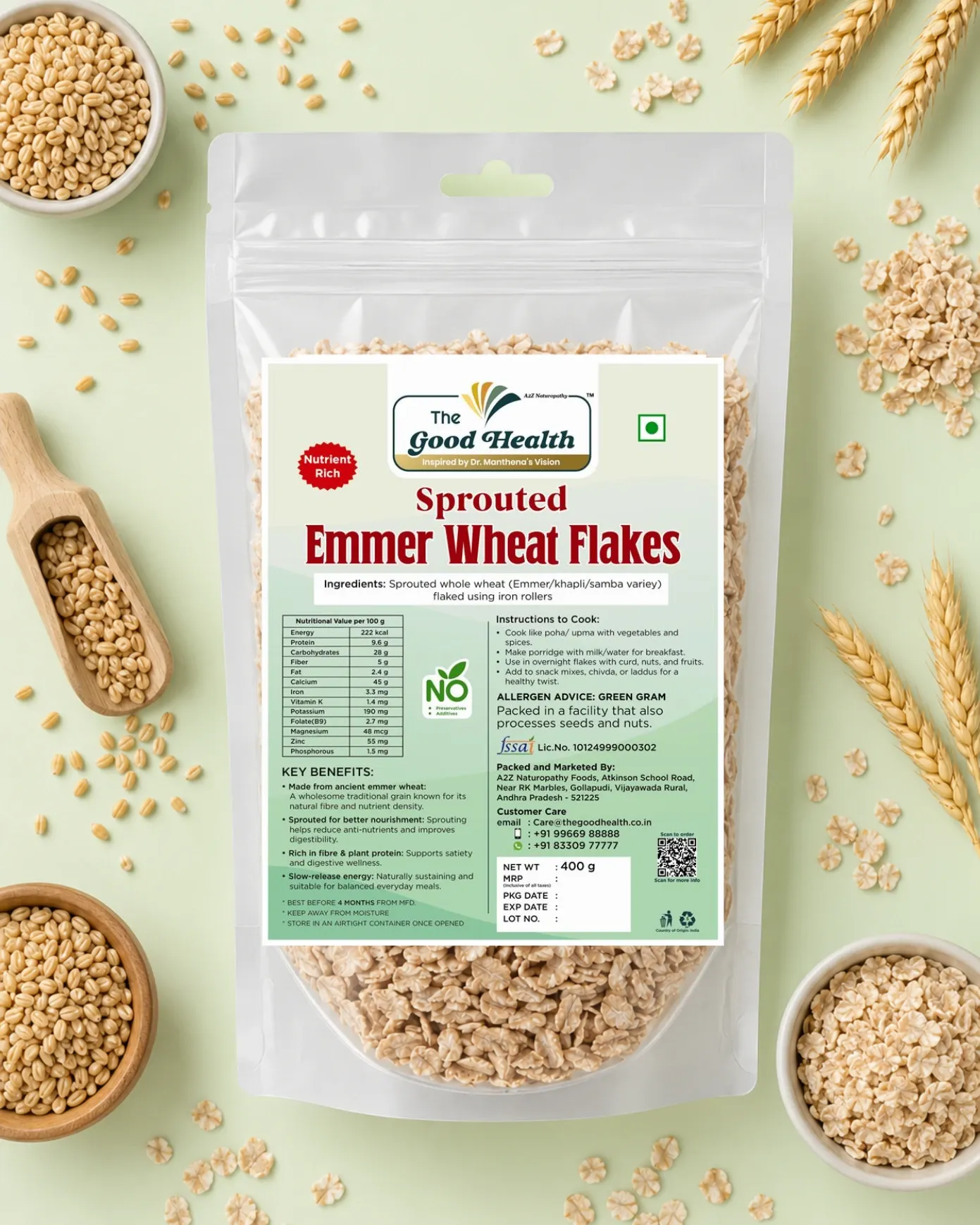 Sprouted Emmer Wheat Flakes