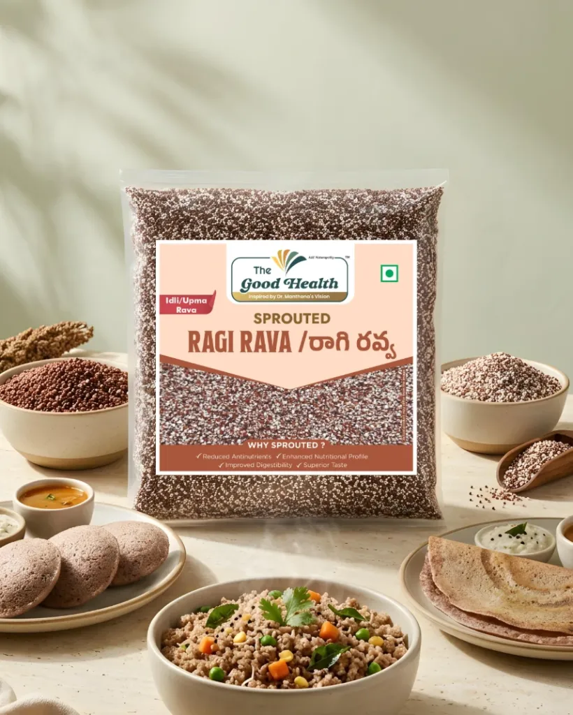 Sprouted Ragi Idly/Upma Rava