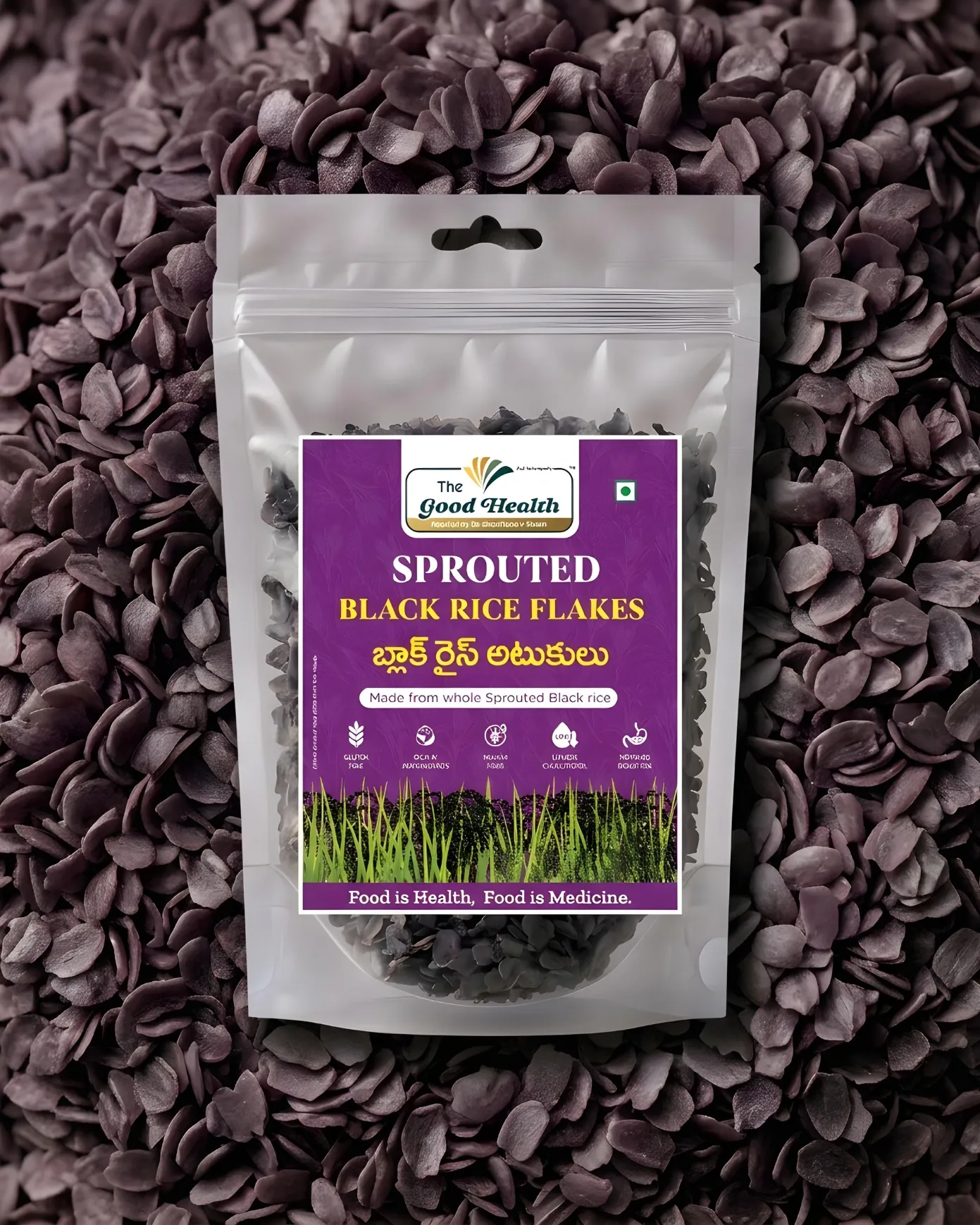 [200g.SBR.Flakes] Sprouted Black Rice Flakes 