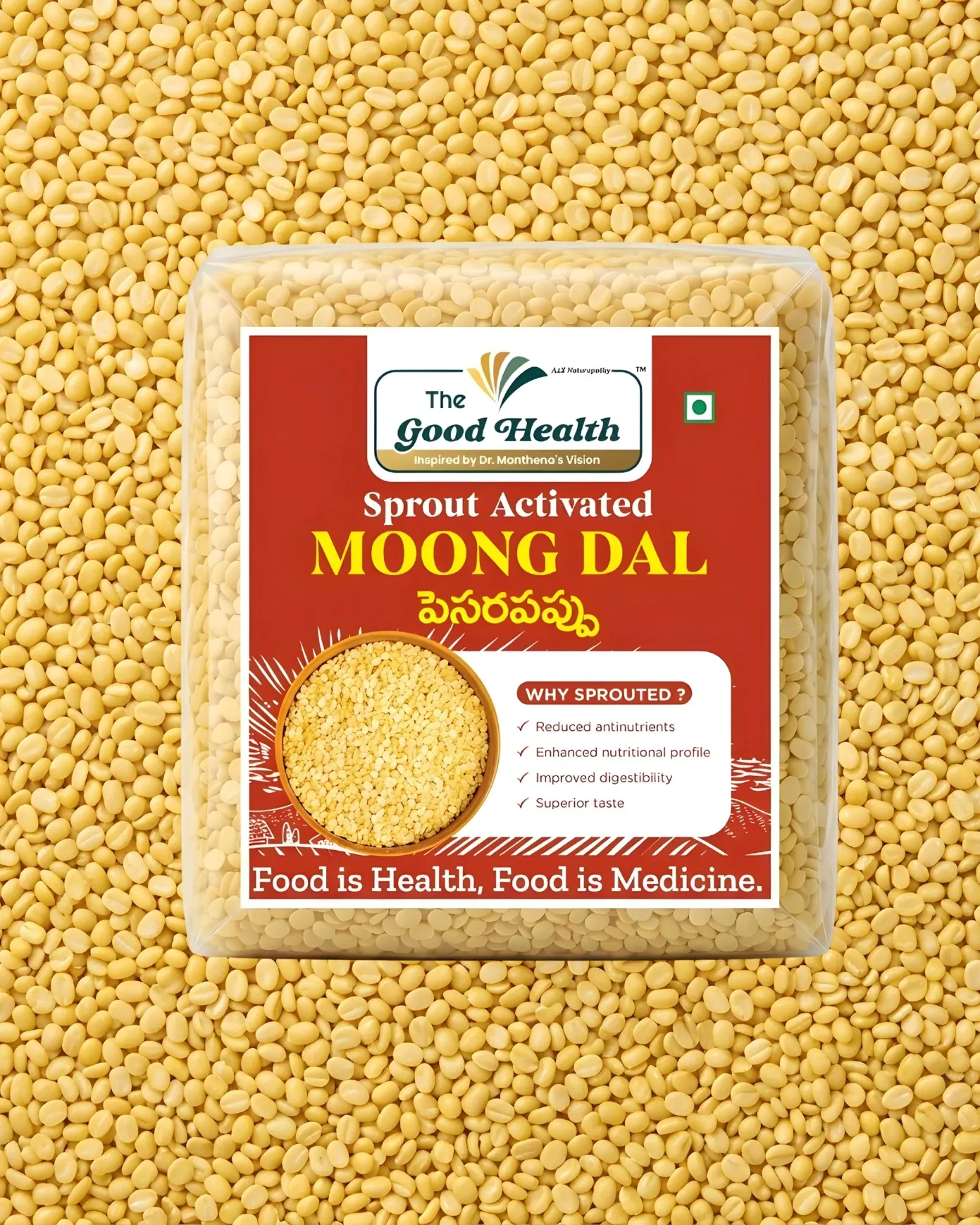 [500g.SAMS.Dal] Sprout Activated Moong Dal Split (Deskinned)